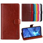 BeyondTop Case for Oppo A16S PU Leather Wallet Flip has Kickstand function and Card Slots with Magnetic Buckle Phone Cover for Oppo A16S-Brown