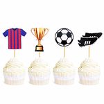 Ercadio 24 Pack Soccer Cupcake Toppers Football Shoe Suit Champion Cup Cupcake Picks Sports Theme Soccer Party Baby Shower Birthday Paty Cake Decoration Supplies