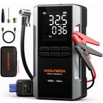 WOLFBOX 4000A Jump Starter Power Pack with 160PSI Air Compressor, 12V Car Battery Booster Jump Starter, 65W Fast Charge, 24000 mAh Portable Tire Inflator(10L Gas 10L Diesel Engines), LED Torch