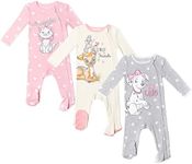 Disney Classics Aristocats 101 Dalmatians Bambi Baby Girls 3 Pack Footed Sleep N' Play Coverall 12 Months