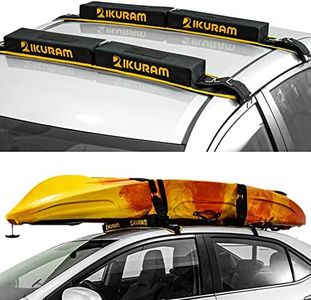 IKURAM Surfboard Car Roof Rack Pads, Universal Soft Roof Rack Carrier for Kayak Paddle Board SUP Canoe Ladder with 6 Heavy Duty Tie-Down Straps, Storage Bag