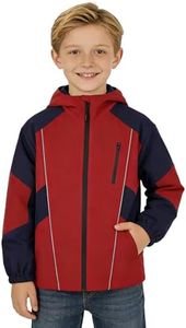 Rolanko Boys Rain Jacket, Waterproof Lightweight Windbreaker Raincoat Kids Hooded Lined Outerwear for Hiking Outdoor (Maroon, 5-6 Years)