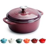 Cast Iron Dutch Oven, 22cm 3L 4.3kg - Round, Heavy-duty Cast Iron Casserole Dish With Lid, Non-Stick Enameled Dutch Oven for All Cooktops (Purple)