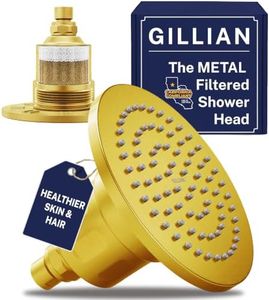 Gillian™ by HammerHead High Pressure Shower Head with Filter – Genuine KDF-55 Filtered Shower Head for Hard Water, Healthier Skin & Hair – Metal 6-Inch Rainfall Showerhead with Filters, Brushed Gold