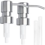 Top Home Store Stainless Steel Soap and Lotion Dispenser Pumps 2 Pieces Replacement for Your Bottles Includes 2 Nine Inch Tubes (2 Pack)