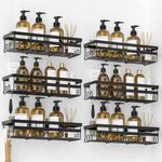 WOWBOX Shower Caddies 6 Pack - Adhesive Hanging Shower Shelf - Bathroom Organizers and Storage, No Drilling Stainless Shower Shelves for Home Decor, Bathroom Accessories (Large)