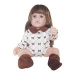 Himaja Little Shopee® | Imported Little Cute Silicone Reborn Girl Doll | Realistic Looking Eyes and Long Hairs | Size 30cm (Brown)