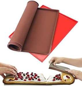 YYYFEI 2pcs Swiss Roll Mold,Swiss Roll Cake Mat ,Flexible Multipurpose Silicone Sheet Nonstick Jelly roll pan Baking Tray Pastry Mat Pizza Cookies Mould(red + Brown)