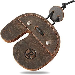 Ringsun Leather Archery Finger Tabs,Handmade Archery Finger Guard for Shooting Practice Gear, Recurve Bow Fingers Tab,Right Hand Brown RS02-8