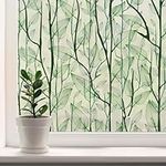 dktie Window Privacy Film Static Cling Window Film No-Glue Frosted Window Film Plants Window Stickers, for Home, Bathroom, Kids Room, Bedroom (44.5x200cm)