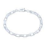 4.2MM Rectangular Box Link Bracelet For Men For Women Polished .925 Sterling Silver Made In Italy 8 inch