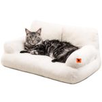 Pet Couch Bed, Washable Cat Beds for Medium Small Dogs & Cats up to 25 lbs, Dog Beds with Non-Slip Bottom, Fluffy Cat Couch, 26×19×13 Inch