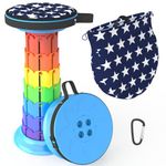 ALEVMOOM Portable Telescopic Stool Collapsible Stool with Cushion Retractable Folding Stool Lightweight Seat with 448lbs Load Capacity for Camping,Hiking,Fishing,Queue