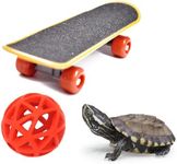 PurrrfectionPet Tortoise Treat Ball and Training Skateboard Toy Set, Turtle Feeder Ball and Funny Skateboard, Tortoise Toy Feeding Balls Vegetable Grass for Small Animals Pets Tortoises Turtles (red)