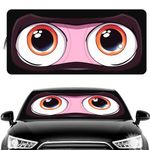 otoez Windshield Sun Shade, Car Front Windshield Cartoon Eyes Window Sunshades, Foldable UV Visor Shield Automotive Interior Protector Block for Seden Pickup Truck SUV