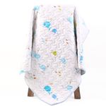 Moms Home Organic Cotton Baby Muslin AC Quilt/Blanket | 100x120 cm | 0-3 Year | Reversible | (Blue Whale)