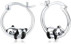 Hypoallergenic Panda/Unicorn/Hummingbird/Dolphin Hoop Earrings for Women 925 Sterling Silver Animal Huggie Hoop Earrings Jewelry Gifts for Sensitive Ears, Cubic Zirconia, Cubic Zirconia