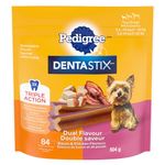 Pedigree Dentastix Oral Care Toy and Mini Breed Dog Treats Dual Flavour Bacon & Chicken Flavours, 84 Sticks