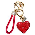 Crystal Car Keychain for Women with Sparkly Rhinestone Heart Shape Keychains Pendant Cute Keychain, Bling Red Heart Luxury Car key Chain Accessories for Women and Girls Gifts