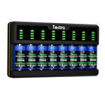 Tectra 8-Slot Rapid LED 123A Battery Charger Set for Rechargeable Li-ion RCR123A, 16340, 17335 Battery and Arlo VMC3030 VMK3200 VMS3330 3430 3530 Battery(Batteries Not Included)