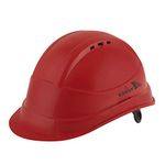 KARAM PN542 Safety Helmet for Men Industrial & Construction Helmet | Ratchet Type Adjustment with Adjustable Chin Strap | Ventilation & Side Slot for Attachment | EN Certified Hard Hat | Red