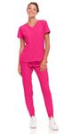 Natural Uniforms Womens Cool Stretch Jogger Scrub Set (Hot Pink, Medium)