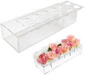 Acrylic Long Rectangular with 12 Holes,Clear Rectangular Acrylic Flower Vase,11.8 Inches Modern Vase for Fresh Flowers,Perfect for Wedding Home Dining Table Decor (Transparent, 30 * 10 * 6.5)