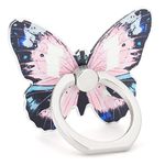 LaMignonne Butterfly Cell Phone Ring Holder Finger Ring Grip Stand 360° Rotation 180° Flip Universal Kickstand Compatible with All Smartphones (Dark+Pink)