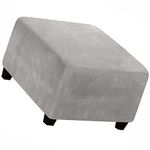 ZZDZW Square Ottoman Slipcover Velvet Small/Medium/Large Stretch Ottoman Cover Slipcover for Wingback Chair Stool Protector cover/Sofa Leather Storage Footstool (Color : Light gray, Size : 62-76cm)