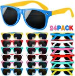 GIFTINBOX Kids Sunglasses Bulk, 24Pack Kids Sunglasses Party Favor with UV400 Protection, Neon Sunglasses Party Pack for Kids Boys and Girls, Perfect Gift for Birthday, Graduation Party Supplies, Beach, Pool Party favors, Goody Bag Stuffers