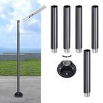 hardoll Black Aluminium Multi-Functional Poles with Base for Lights, Wi-Fi,CCTV, Bike Charging, Flags, Sign Boards and Mike Sets (Height: 10 Feet), Lamp NOT Included