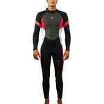 Scubadonkey Aqua Polo Surfing Full Wetsuit for Men | 3/2 Neoprene Shark Skin Chest Panel | Super Stretch Neck Cuffs Ankles (Black/Red, XLS)