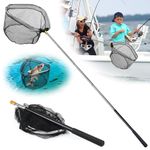 Fishing Net 70" Telescopic Foldable Fishing Landing Net Extendable Long Handle Catching Releasing Nets Fishing Accessories Butterfly Fish Shrimp Catcher for Outdoor Beach Garden Exploration (Triangle)