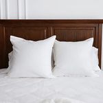 Simple&Opulence Linen Euro Shams Basic Style Solid Color 24x24 Inch Pack of 2 Flax Cotton Blend Decor Throw Pillow Covers Soft Breathable Farmhouse Pillow Shams - White