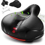 ROCK TAKIN Comfortable Bike Seat, Bike Saddle with Memory Foam Padded, Wide Bicycle Seat with Dual Shock Absorbing and Night Reflective Strips for Men Women（Red）