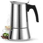 Godmorn Espresso Maker Stovetop, Moka Pot 9 Cups 450ml (Italian Espresso Cup = 50ml), Induction Hob Espresso Maker with Valve (Water Level Do Not Exceed), Espresso Coffee Maker