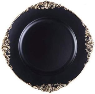 Tiger Chef Antique Charger Plates - Black Plate Chargers for Dinner Plates - Set of 6 Dinner Chargers (6, Antique Black)