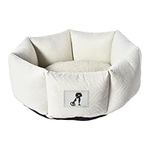 allpetsolutions Luna Range Dog Bed - Warm, Fleece-Lined Machine Washable Dog Bed with Raised Rim - Calming Pet Sofa & Home Lounger with Extra Soft Cushion, Medium - Cream