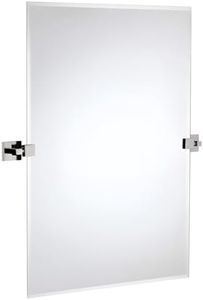 Hamilton Hills Large Squared Modern Pivot Rectangle Mirror with Polished Chrome Wall Anchors | Silver Backed Adjustable Moving & Tilting Wall Mirror |æ 20" x 30" Inches