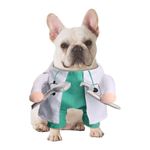 NACOCO Halloween Dog Doctor Costume - Pet Dentist Clothes Cat Funny Uniform Green Outfit Apparel Adjustable for Small Medium and Large Dogs(Green, M)