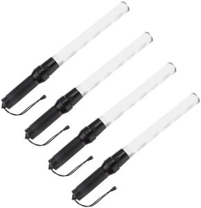 PATIKIL 21inch Traffic Wands, 4Pcs 2 Flashing Modes LED Warning Light Police Signal Controller Baton Lamp with Wrist Lanyard for Car Direct, Traffic, Airport, Parking Guide, White