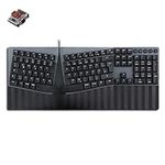 perixx PERIBOARD-535BR Wired Ergonomic Mechanical Split Keyboard - Low-Profile Brown Tactile Switches - Programmable Feature with Macro Keys - Compatible with Windows and Mac OS X - UK English