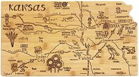 Totally Bamboo Destination Kansas State Shaped Serving and Cutting Board, Includes Hang Tie for Wall Display