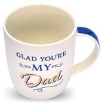 Dad Mug - (Glad You are my dad) - 350ml Ceramic Coffee Mug - Birthday Gifts for Dad and Grandad - Coffee Cup Tea Mug - Exquisite Dad Gifts from Daughter and Son