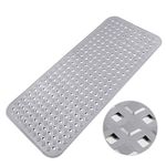 WELTRXE Bathtub Mat Non Slip Shower Mat with 260 Suction Cups, Machine Washable Anti-Mould Bath Mats Anti Slip Safety PVC Bathroom Mat for Elderly Pregnant Kids Pets, Solid Grey, 88 x 40 cm