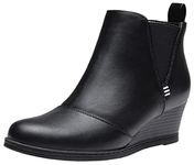 Vepose Women's Chelsea Ankle Boots Wedge Heel Booties Casual Shoes for Women, No Zipper-937-black, 9