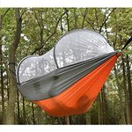 LImiLI Outdoor Gear Camping Hammock with Mosquito Net - Ripstop Nylon - Ultralight Hammock Tent Bundle with Bug Netting for Hiking, Backpacking, Backyard. (Orange)