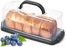 Ohuhu Cake Carrier Rectangular with Handle, Cake Storage Container with Lid and Secure Locking Clips for 33 x 13 x 9.5 cm Loaf Cake, Cupcake Baguette, Loaf Cake Box - Dishwasher Safe, Gift Choice