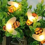 Solar String Lights Garden, 8 Modes 50 LED Honey Bee Fairy Lights Solar Powered Waterproof Outdoor Fairy Lights Solar Garden Lights for Patio Yard Summer Party Wedding Indoor Decor (Warm White)