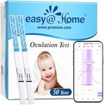 Easy@Home Ovulation Test Strips (50-Pack), FSA Eligible Ovulation Predictor Kit, Powered by Premom Ovulation Calculator iOS and Android APP, 50 LH Tests